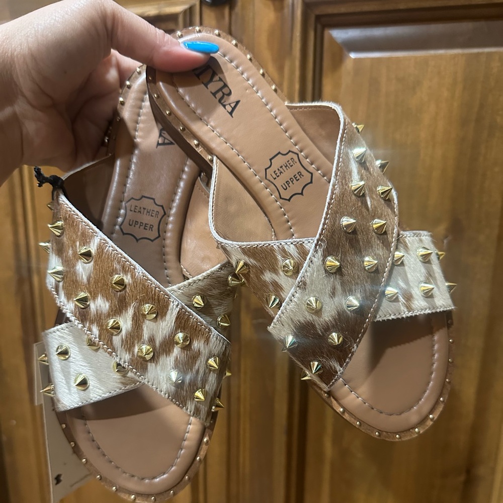 Myra Bag Gold and Cream Studded Sandals